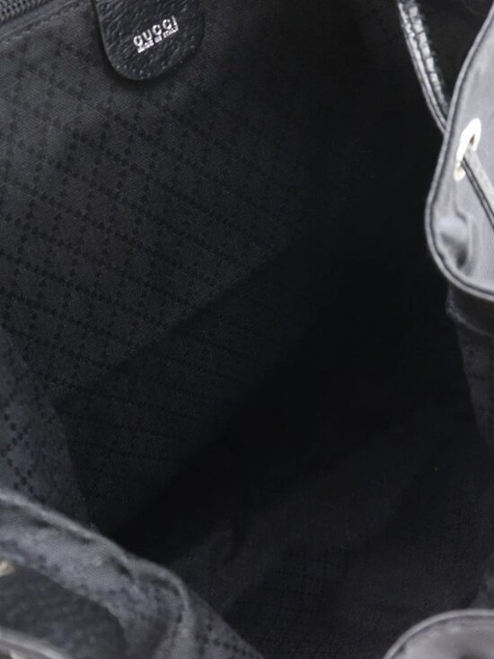 GUCCI Backpack Daypack black Nylon canvas/leather Women